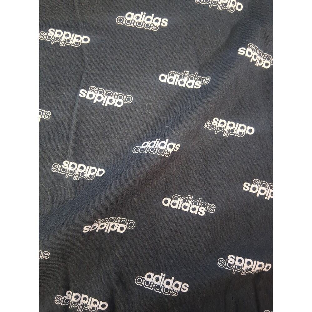 Adidas Logo Black Shirt Size XL White Logo All Over Print Short Sleeve - Picture 8 of 8